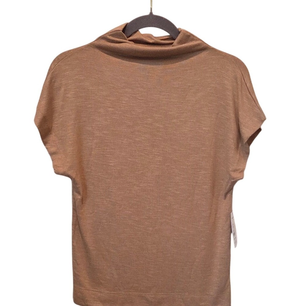NWT Time and Tru Women's XS Beige Cowl Neck Short Sleeve Knit Top Shirt Workwear